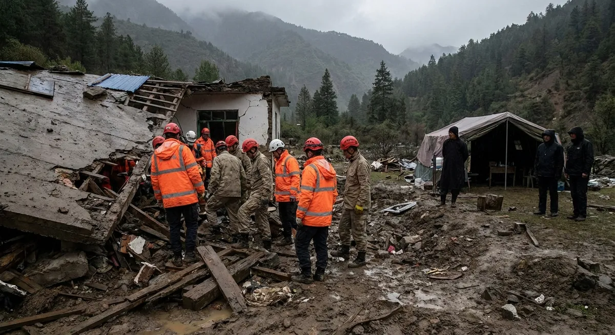 Slika je umetno generirana iz tem: humanitarna pomoč, naravne nesreče, mednarodni odnosi, politika, vreme, vojska, evakuacije, izredne razmere, uničevanje, opustošenje, priprave na nesreče, pripravljenost, humanitarne krize, reševalne operacije, žrtve, tajfuni, posledice, civilna zaščita, sožalje, iskanje in reševanje, pomoč, pomoč ob naravnih nesrečah, smrti, poplave, poškodbe, pogrešani, krizno upravljanje, humanitarne katastrofe