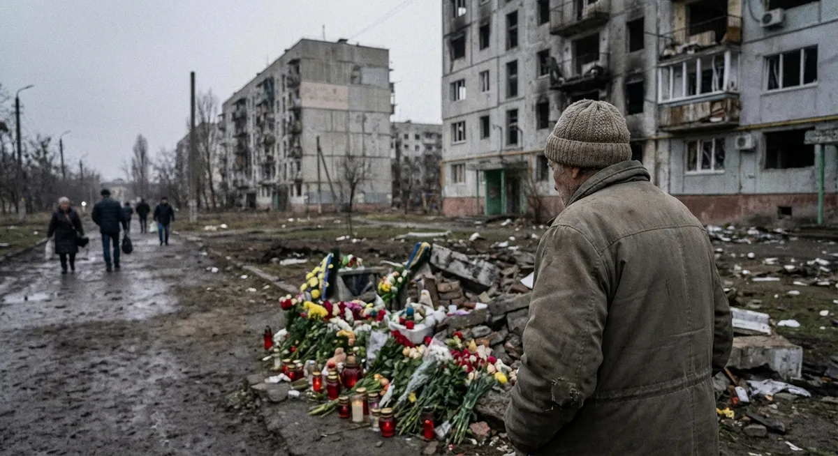 Slika je umetno generirana iz tem: pomoč, rusko-ukrajinski konflikt, opozorilo zelenskega, ruski napadi