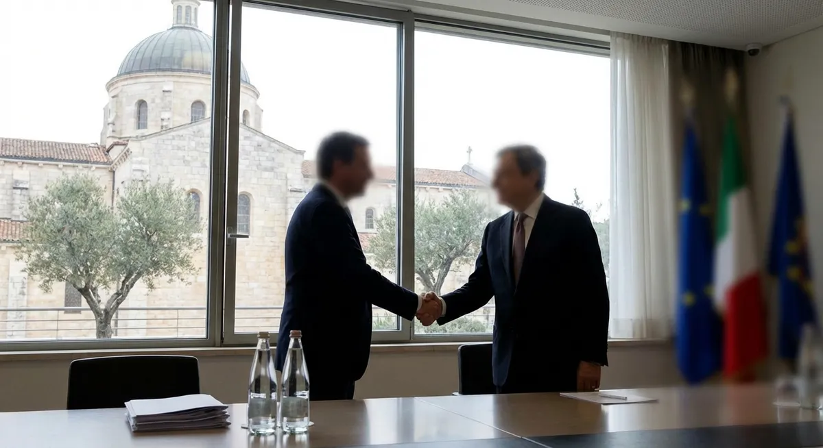 Slika je umetno generirana iz tem: diplomacija, palestinsko-izraelski konflikt, človekove pravice, naseljenci