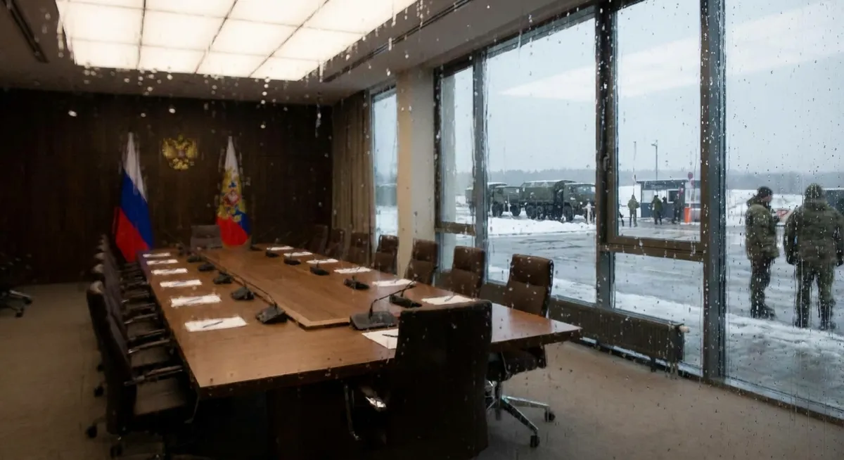 Slika je umetno generirana iz tem: napadi z droni, oboroženi spopadi, mednarodni odnosi, pogajanja, diplomacija