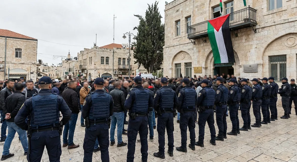 Slika je umetno generirana iz tem: politika, protesti, palestina, policija, kolesarstvo
