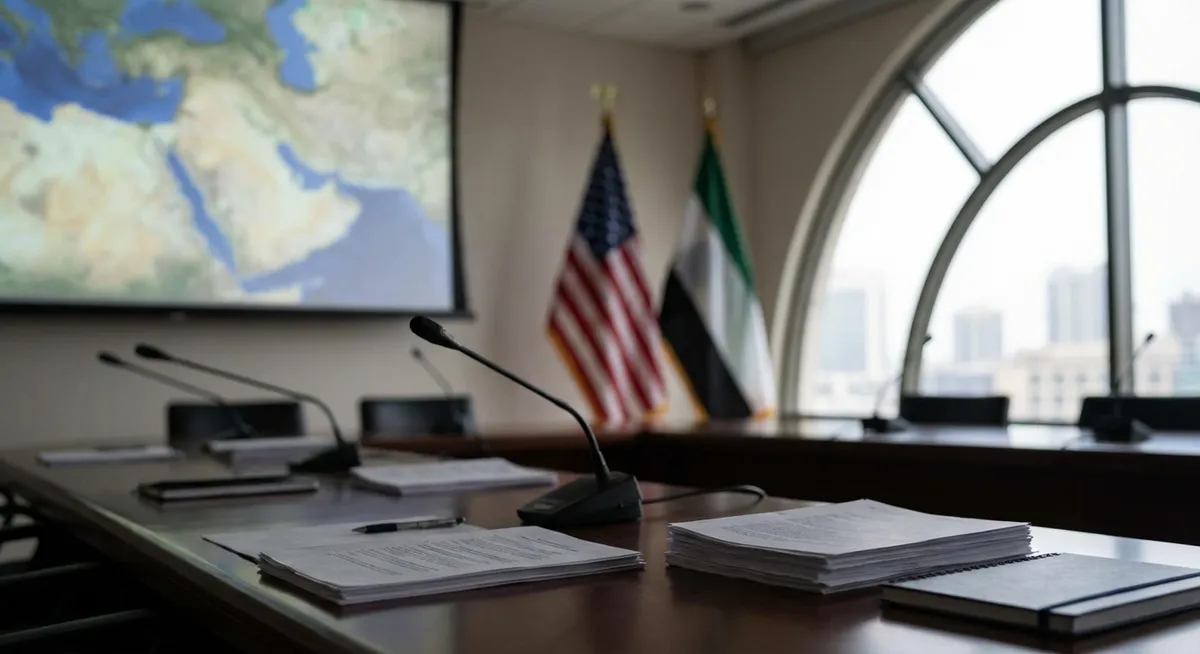 Slika je umetno generirana iz tem: ameriško-izraelski odnosi, aneksije, zunanja politika zda, palestinsko-izraelski konflikt, politika, mednarodni odnosi