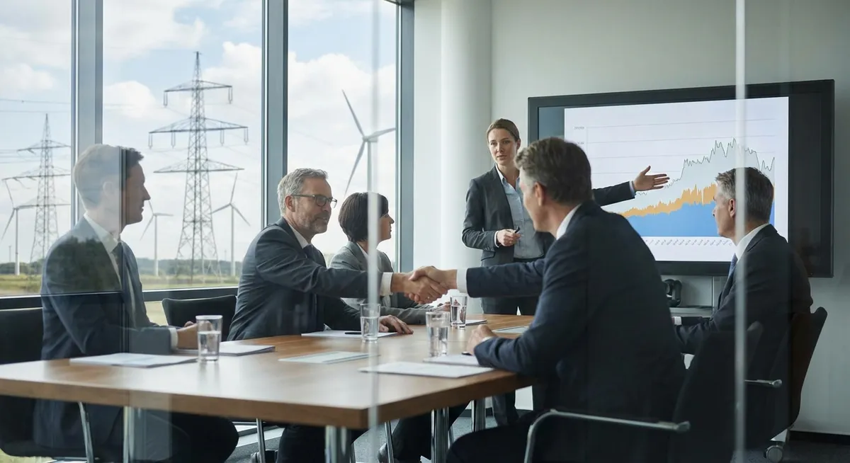 Slika je umetno generirana iz tem: pogajanja, diplomacija, energetska infrastruktura, oboroženi spopadi