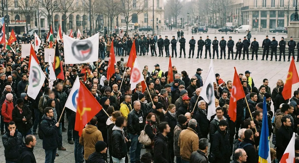 Slika je umetno generirana iz tem: mednarodni odnosi, politika, konflikti, humanitarna pomoč, vojaške operacije, protesti, proslave, praznovanja, genocid, humanitarne krize, gaza, oboroževanje, palestinsko-izraelski konflikt