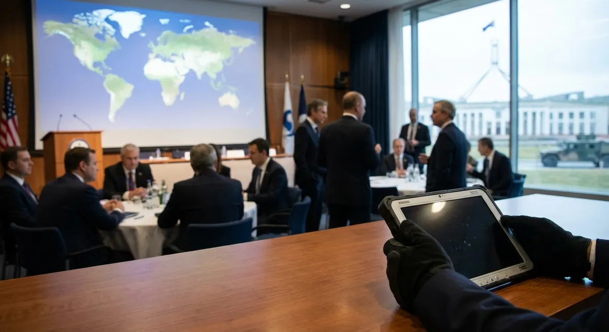 Slika je umetno generirana iz tem: politika, mednarodni odnosi, obramba, varnost, geopolitika