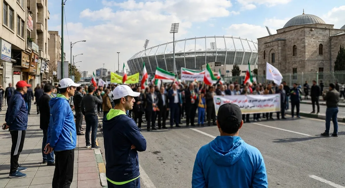 Slika je umetno generirana iz tem: nogomet, mednarodni odnosi, ekstraklasa, politični vpliv na šport, protesti, šport, palestina, izrael, evropska liga, sovraštvo, politika