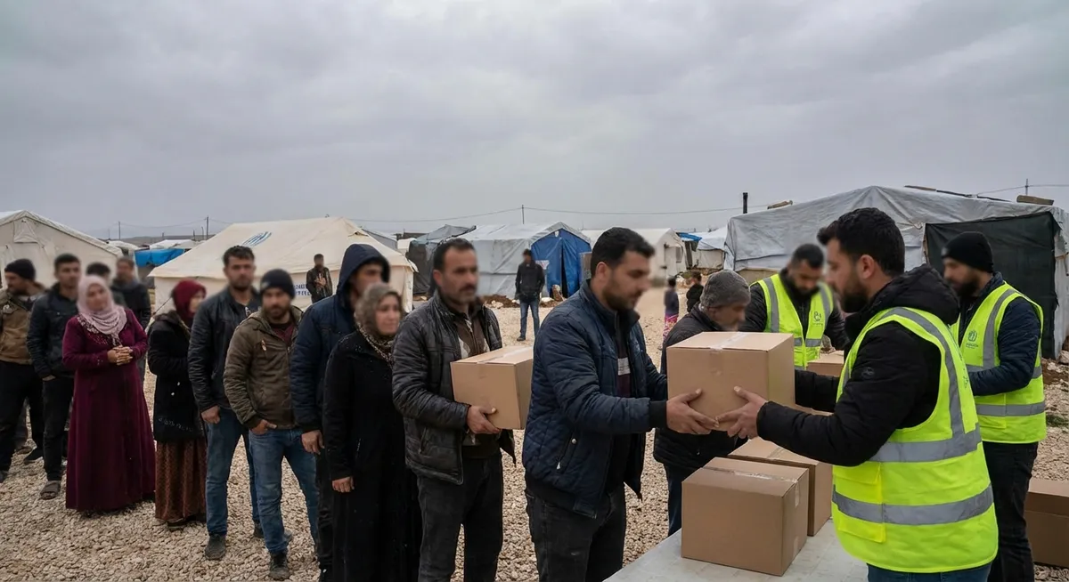 Slika je umetno generirana iz tem: humanitarna pomoč, mir, politika, konflikti, človekove pravice, mednarodni odnosi