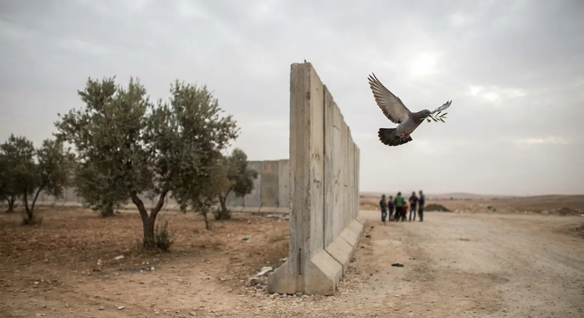 Slika je umetno generirana iz tem: mir, mednarodni odnosi, enakopravnost, politika