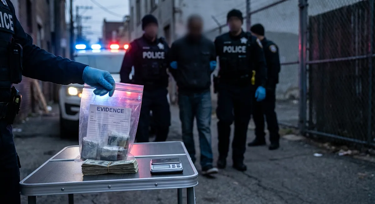 Slika je umetno generirana iz tem: mamila, kriminal, aretacije