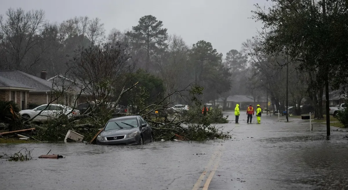 Slika je umetno generirana iz tem: opozorila, naravne nesreče, vreme, električna energija, močan veter, gasilci, nesreče