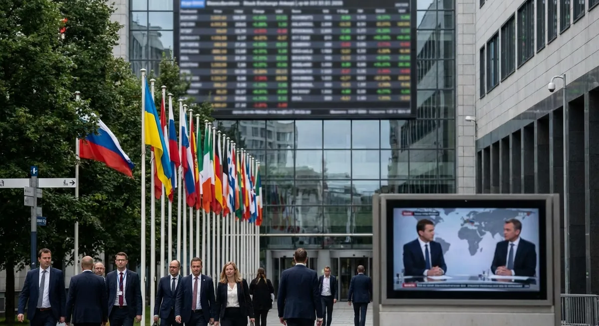 Slika je umetno generirana iz tem: gospodarstvo, rusija, financiranje, sankcije, politika, energetika, mednarodni odnosi, finance, varnost, vojne, evropska unija, rusko-ukrajinski konflikt, ukrajina