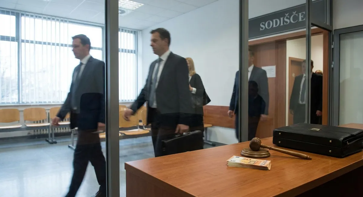 Slika je umetno generirana iz tem: lokalna politika, korupcija, sodstvo