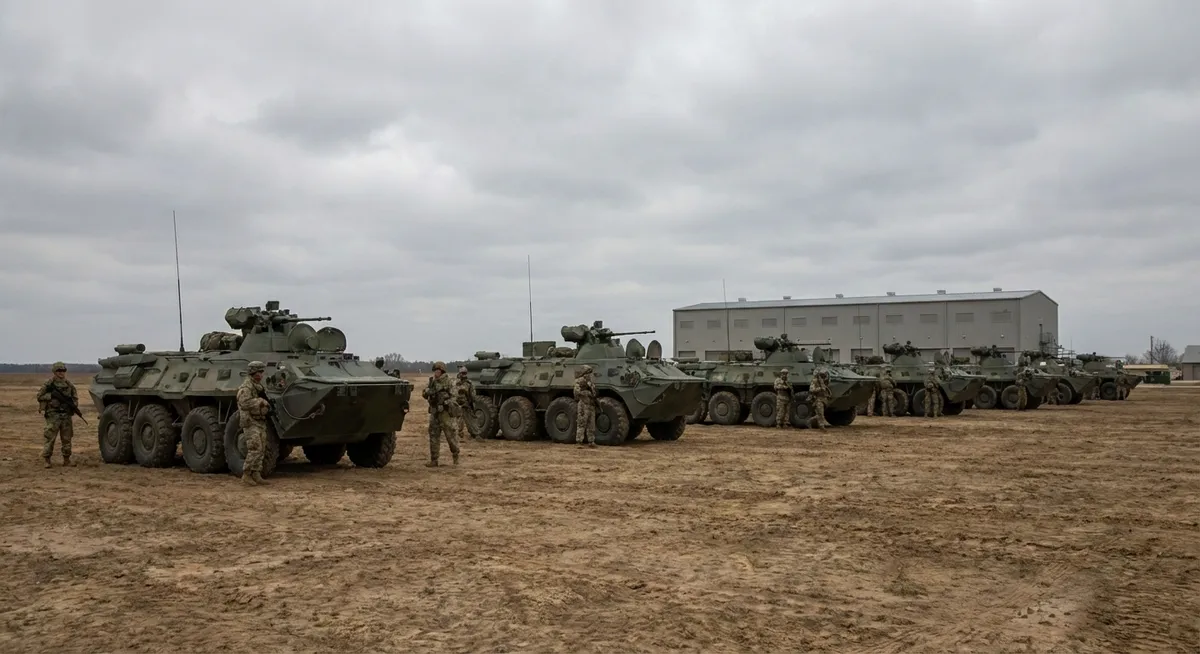 Slika je umetno generirana iz tem: vojne, obramba, oboroževanje