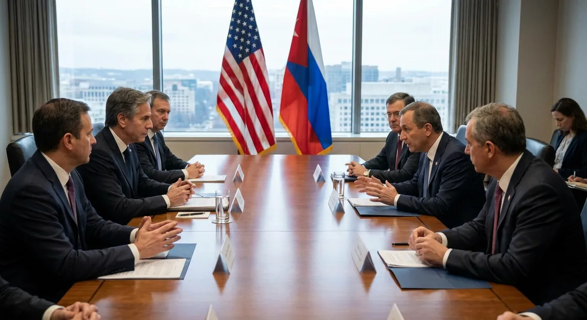 Slika je umetno generirana iz tem: varnostne garancije, diplomacija, pogajanja, ozemeljski spori