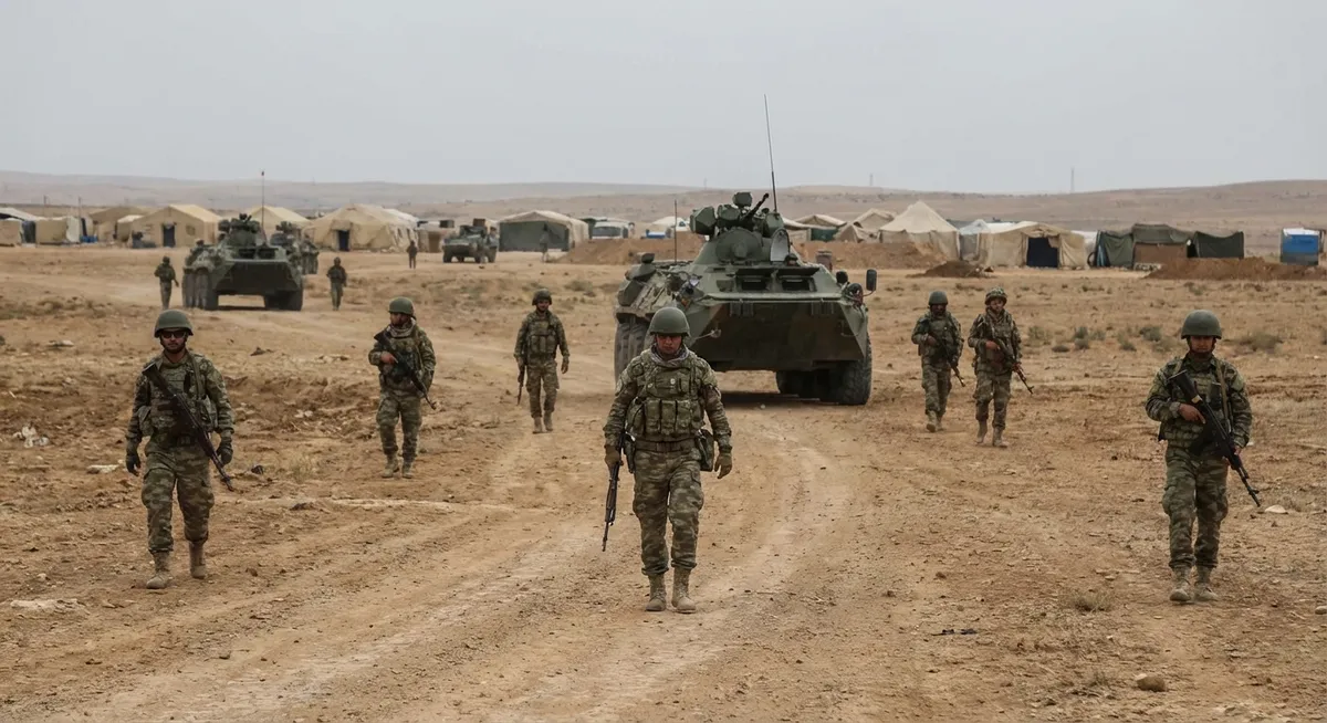 Slika je umetno generirana iz tem: mamilarska vojna, politične napetosti, politična destabilizacija, mednarodni odnosi, vojska, vojaške priprave