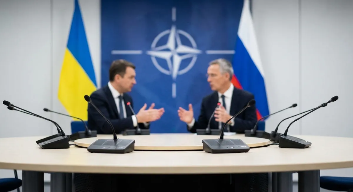 Slika je umetno generirana iz tem: rusko-ukrajinski konflikt, kitajsko-ruski odnosi, pogajanja, nato, mednarodni odnosi, diplomacija