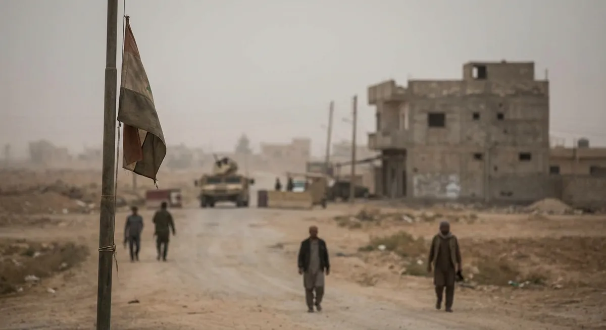 Slika je umetno generirana iz tem: bližnji vzhod, oboroženi spopadi, mednarodni odnosi