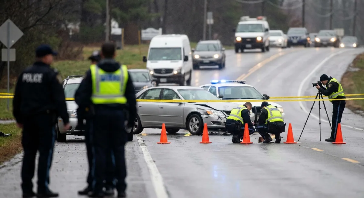 Slika je umetno generirana iz tem: policija, vožnja pod vplivom alkohola, prometne nesreče, pobegi