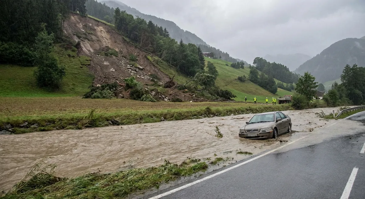 Slika je umetno generirana iz tem: vreme, promet, poplave, naravne nesreče, zemeljski plazovi