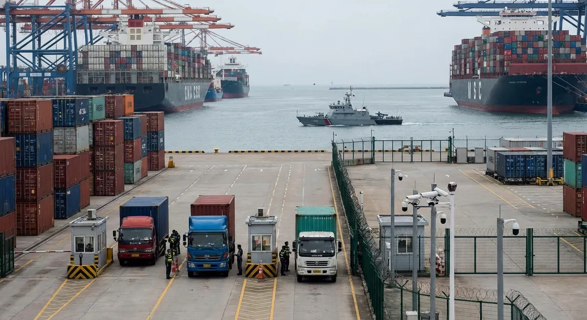 Slika je umetno generirana iz tem: trgovina, varnost, mednarodni odnosi, kriminal, obramba