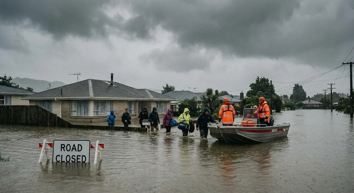 Slika je umetno generirana iz tem: poplave, vreme, opozorila