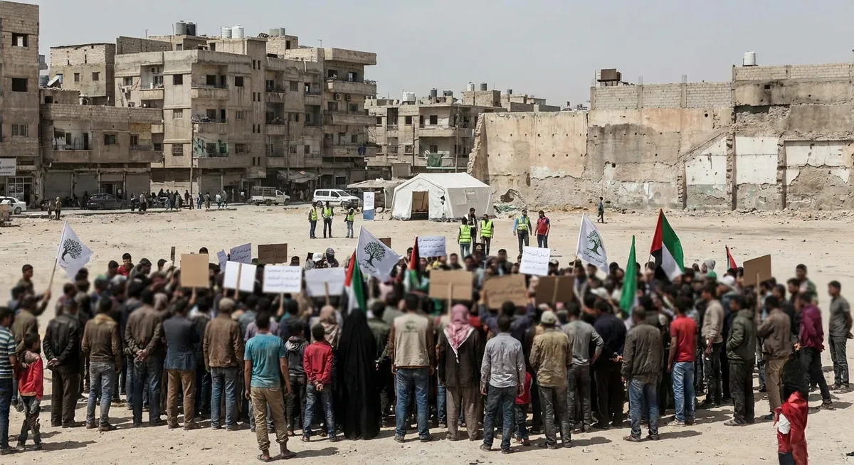 Slika je umetno generirana iz tem: palestina, protesti, stavke, politika, socialna kriza