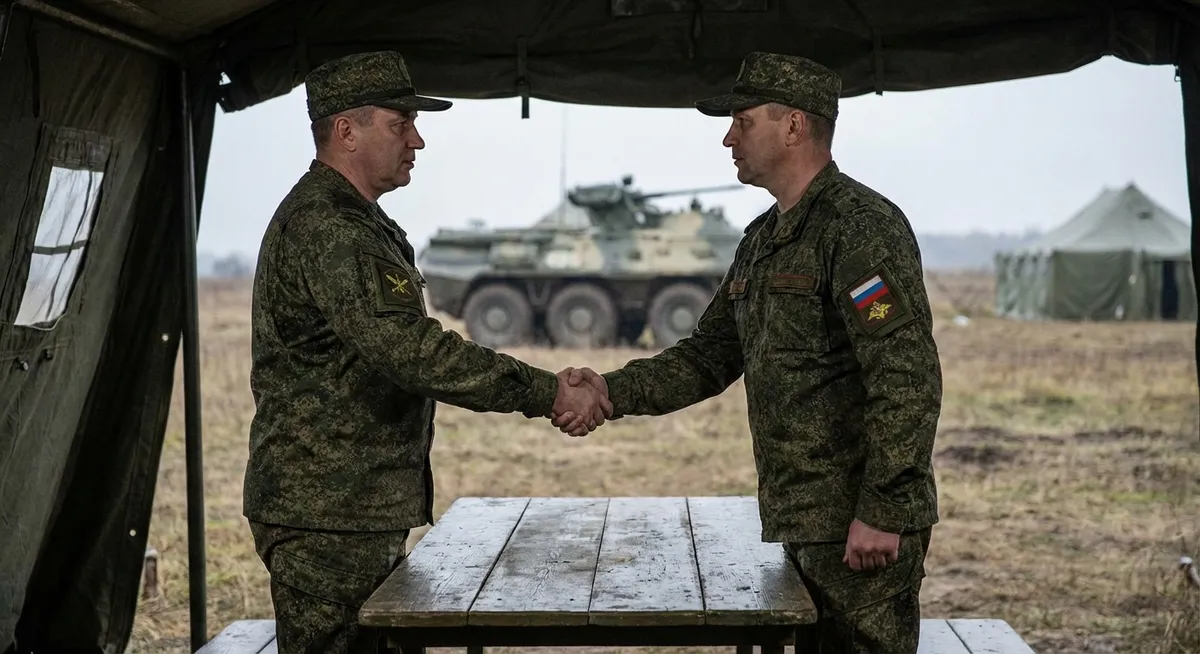 Slika je umetno generirana iz tem: diplomacija, pogajanja, vojaške vaje, ameriško-ruski odnosi, mednarodni odnosi, rusko-ukrajinski konflikt