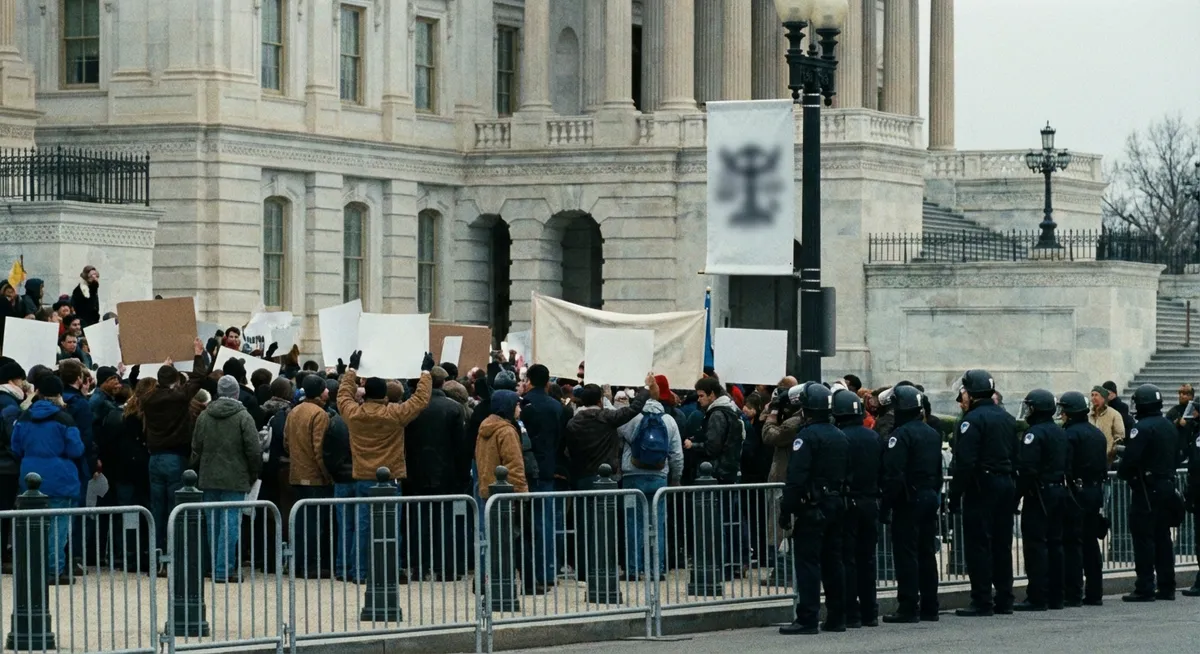 Slika je umetno generirana iz tem: protimigrantska retorika, združene države amerike, politika, protipriseljenska retorika, transparentnost vlade, protesti, deportacije, ekstremizem, zakonodaja, migracije, protipriseljensko razpoloženje, vojska, sodstvo