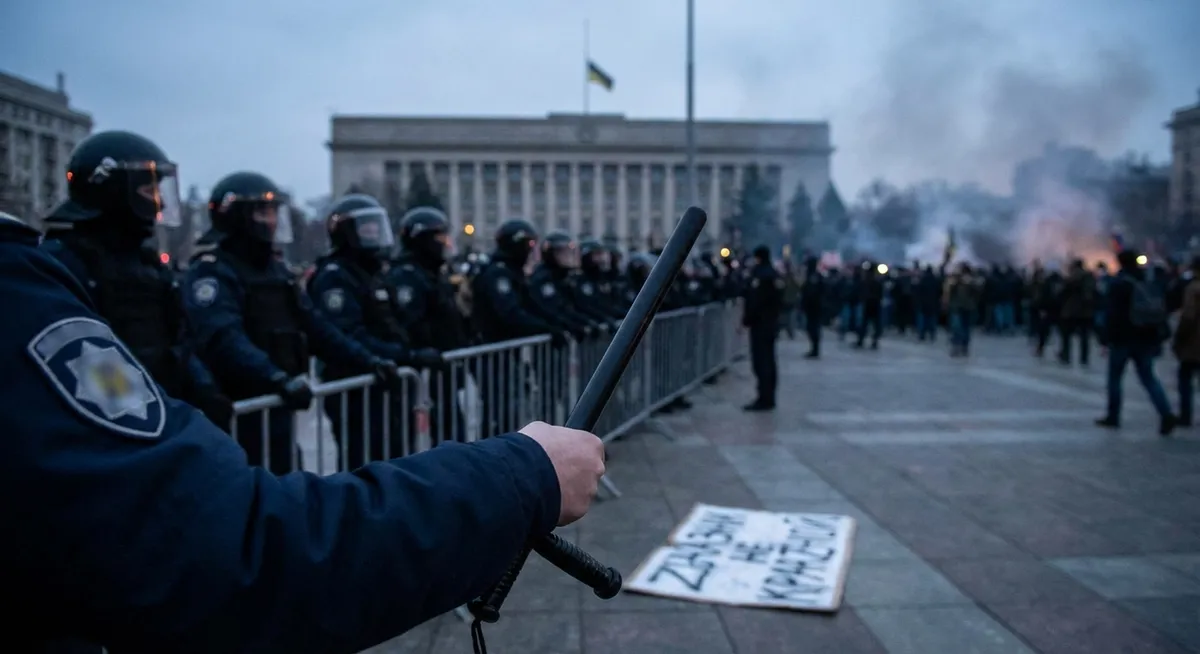 Slika je umetno generirana iz tem: intervencije, kršitve pravil, policija