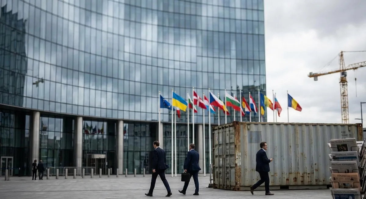 Slika je umetno generirana iz tem: geopolitika, industrija orožja, finančni trgi, rusko-ukrajinski konflikt