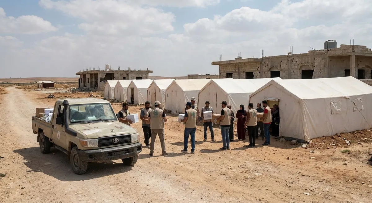 Slika je umetno generirana iz tem: pomoč, premirje, nasilje, konflikti