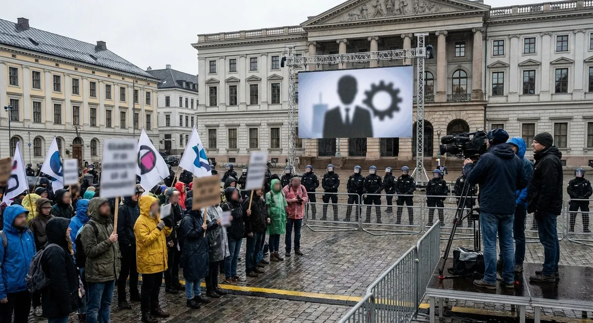 Slika je umetno generirana iz tem: represija, javno zdravstvo, protesti, volitve, propaganda, mednarodni odnosi, reforme, izobraževanje, politika