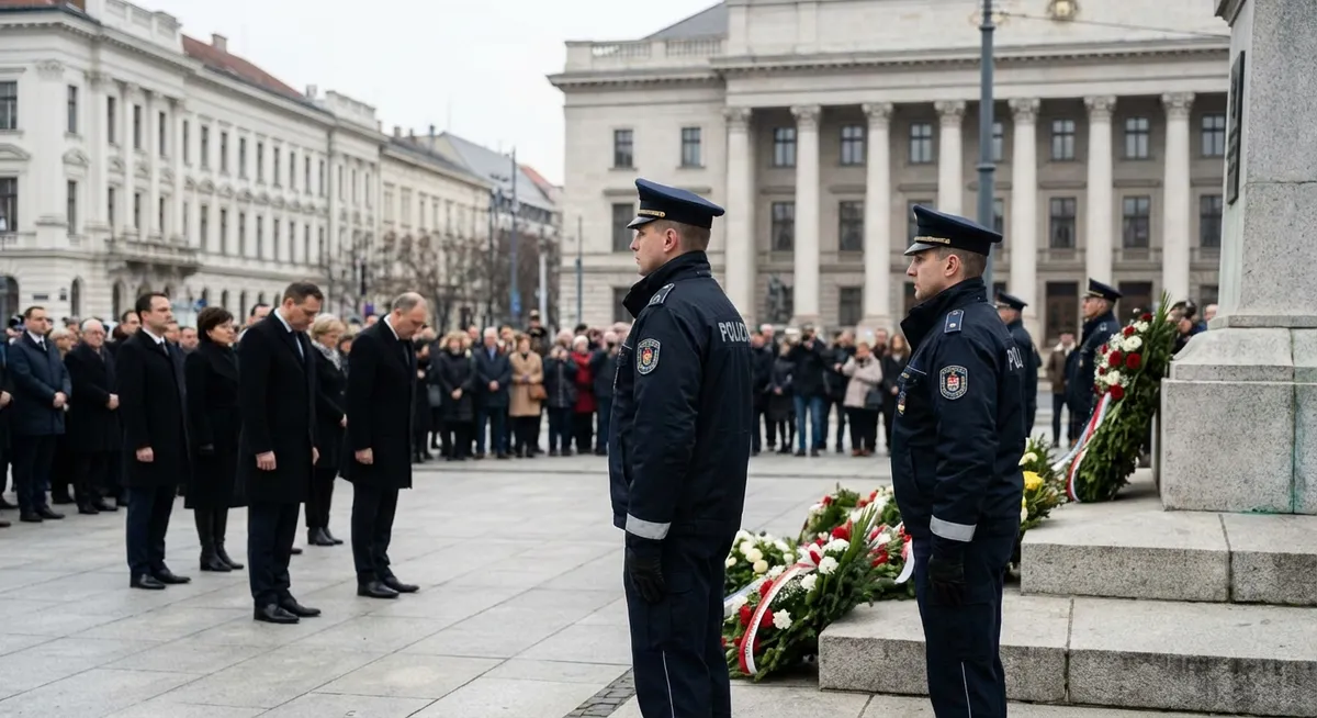 Slika je umetno generirana iz tem: varnost, lokalna politika, spominske slovesnosti, izredna seja