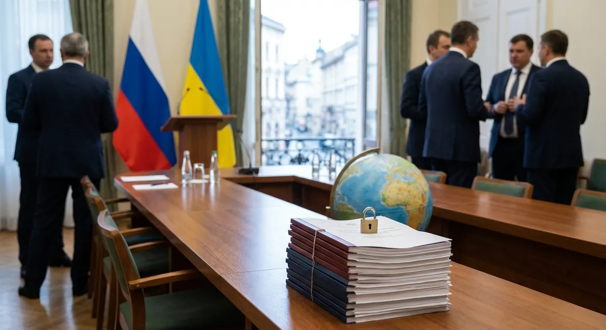 Slika je umetno generirana iz tem: sankcije, politika, mednarodni odnosi, rusko-ukrajinski konflikt, diplomacija