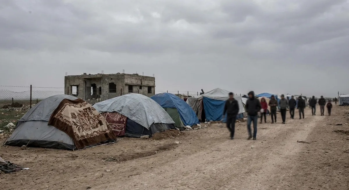 Slika je umetno generirana iz tem: mednarodni odnosi, humanitarne krize, terorizem