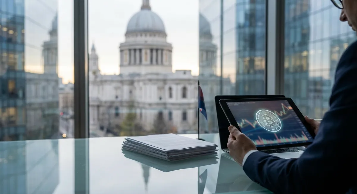 Slika je umetno generirana iz tem: gospodarstvo, polarizacija, kriptovalute, politika