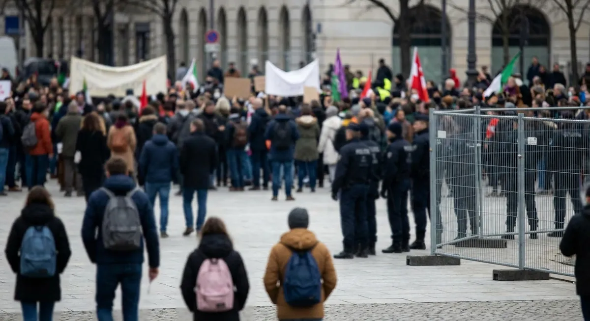 Slika je umetno generirana iz tem: kriminal, turizem, migracije, nasilje, protesti, rasizem, nacionalizem