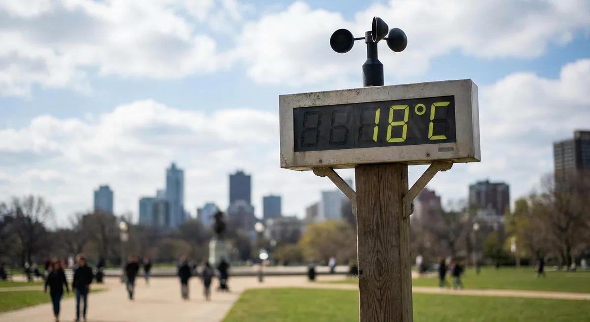 Slika je umetno generirana iz tem: podnebne spremembe, vreme, temperature