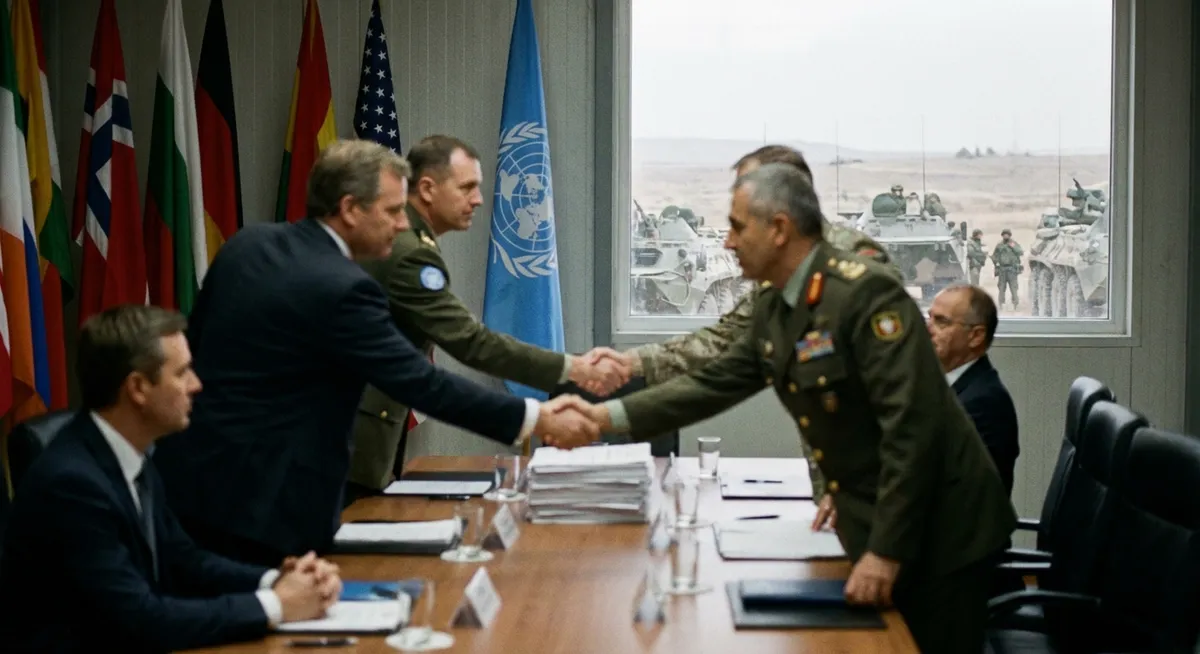 Slika je umetno generirana iz tem: mamila, mednarodni odnosi, oboroženi spopadi, vojska, vojaške operacije, zunanja politika zda, jedrsko orožje, politika, diplomacija, odločitve