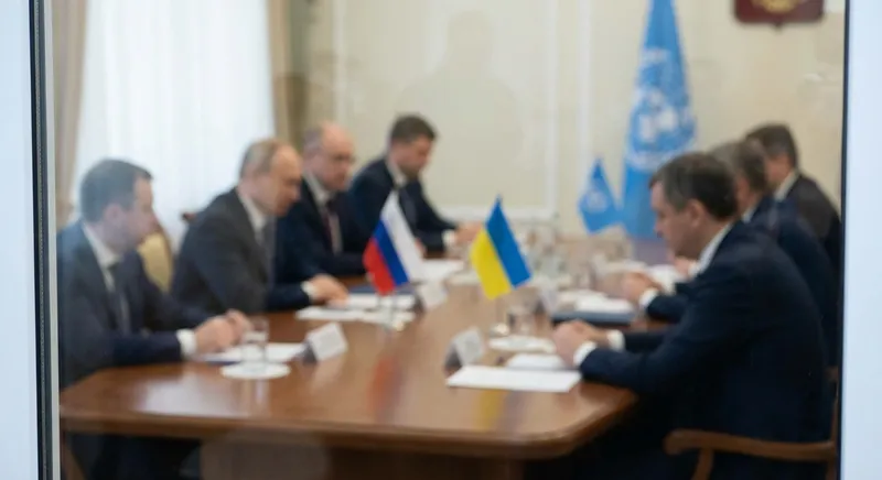 Slika je umetno generirana iz tem: rusko-ukrajinski konflikt, mirovni procesi, diplomacija, mednarodni odnosi