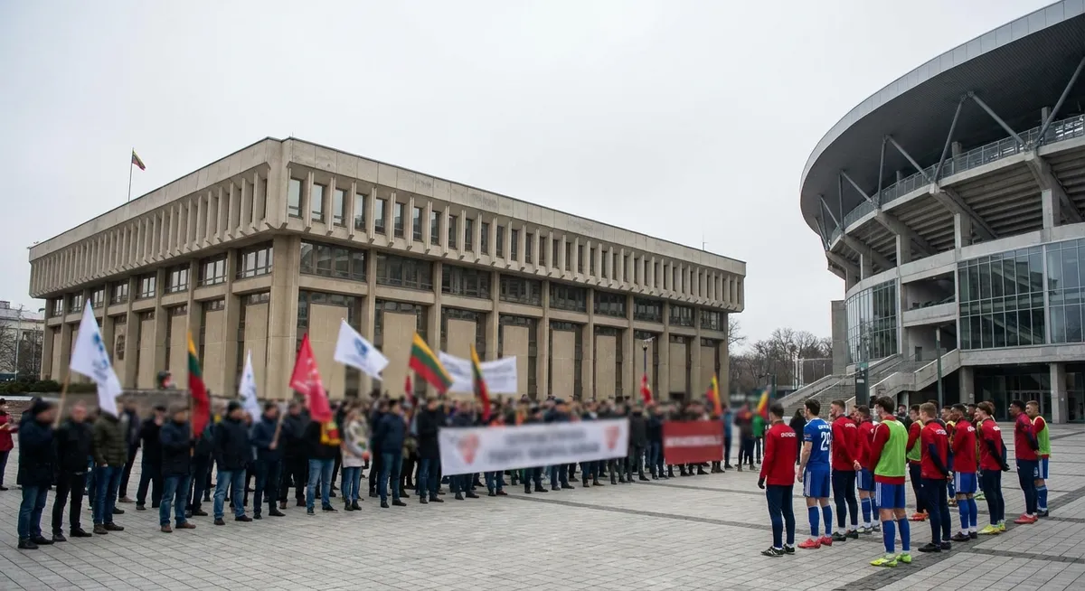 Slika je umetno generirana iz tem: notranja politika, nogomet, politika, varnost, šport, upokojevanje, protesti, navijači