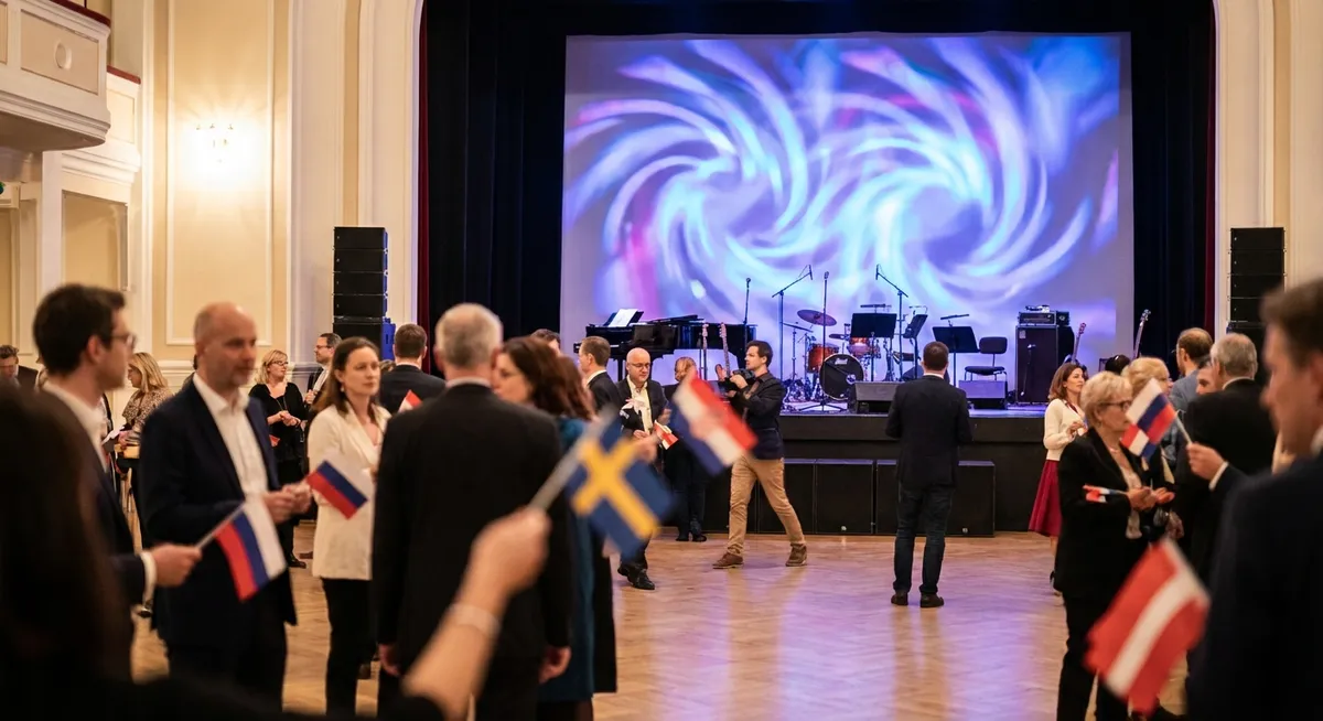 Slika je umetno generirana iz tem: evrovizija, glasba, festivali