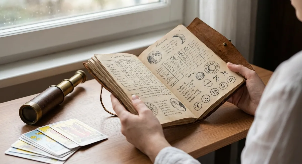 Slika je umetno generirana iz tem: horoskop, razvoj otroka, prepoznavanje obrazov, osebnosti, privlačnost, astrologija, romantični odnosi, horoskopi