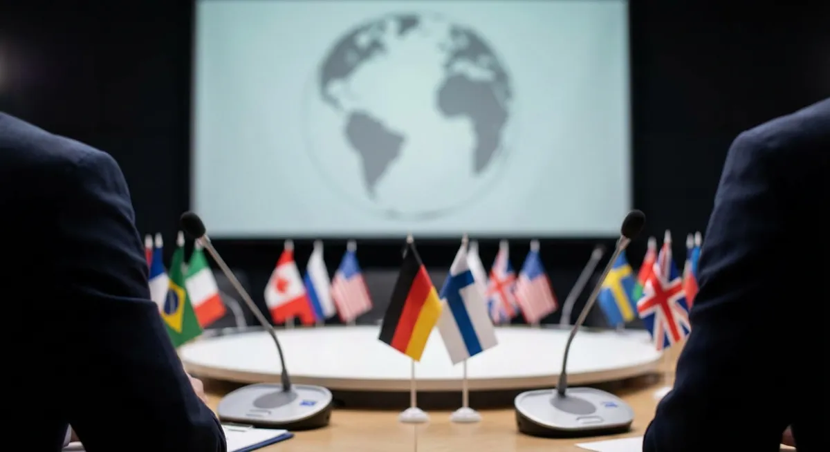 Slika je umetno generirana iz tem: mednarodni odnosi, oboroževanje, grožnje, jedrsko orožje