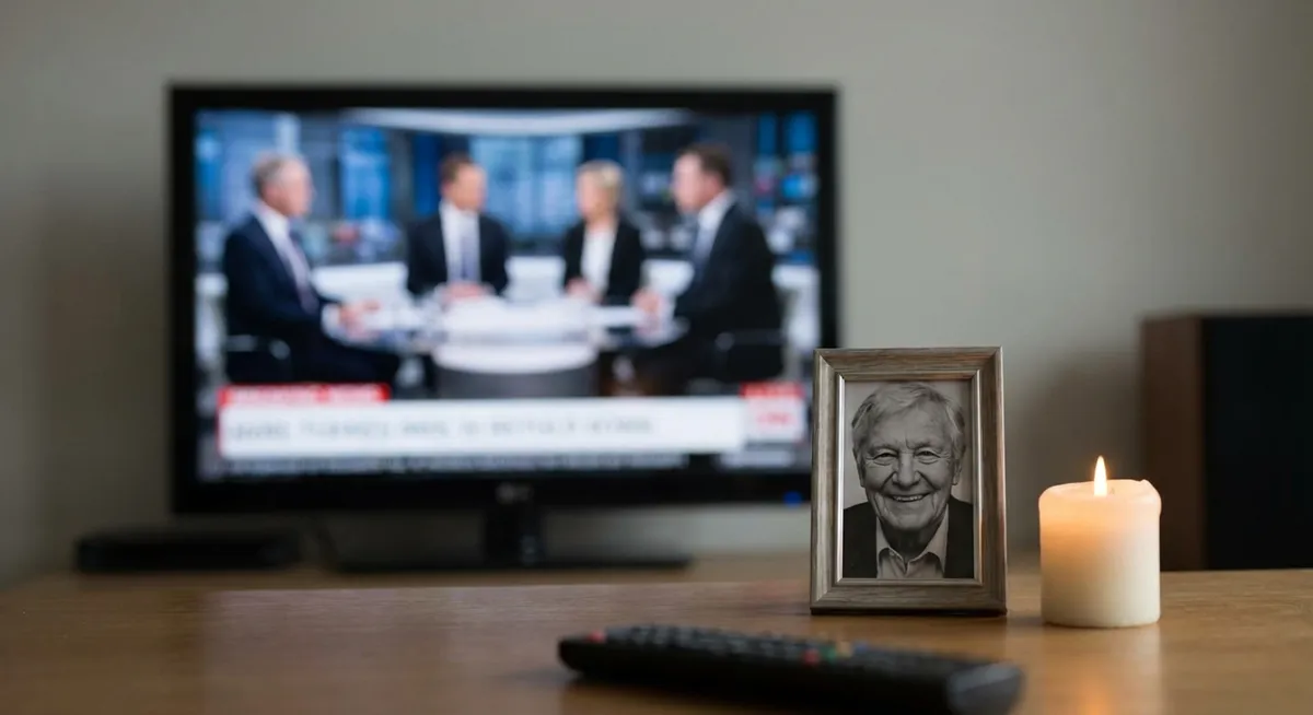 Slika je umetno generirana iz tem: filmska industrija, igralci, nevrološka bolezen, smrt igralca, smrti, televizijske serije, žalost, hollywood, televizija, industrija zabave