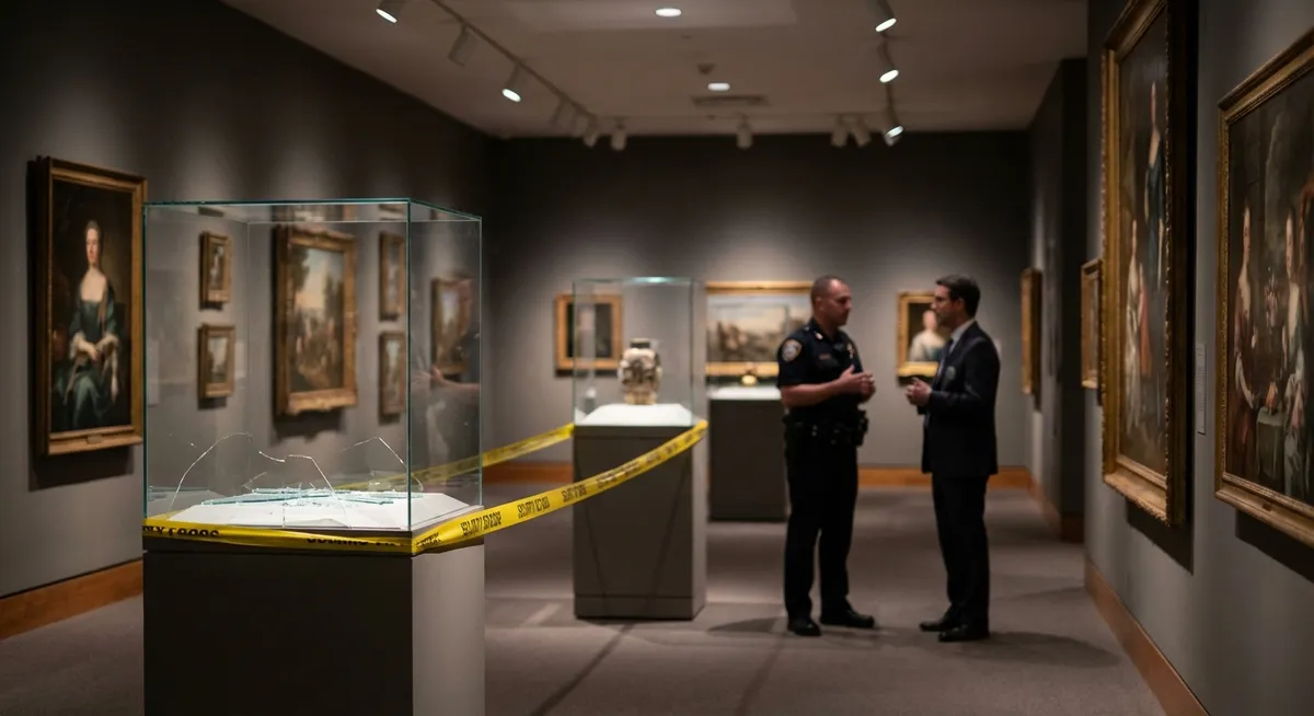 Slika je umetno generirana iz tem: kultura, kriminal, tatvine, rop muzeja, muzeji, ropi