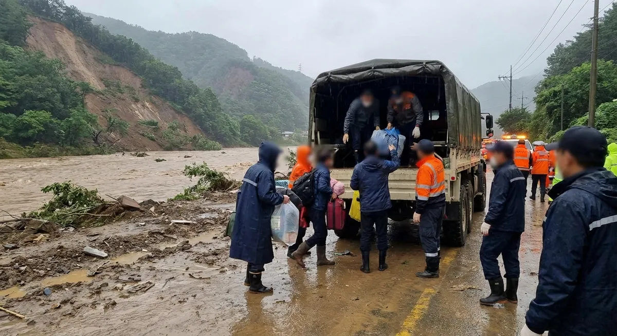 Slika je umetno generirana iz tem: tragedije, zemeljski plazovi, poplave, obnove, odgovornost oblasti