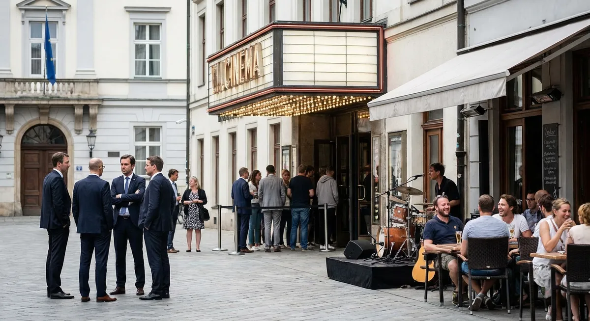 Slika je umetno generirana iz tem: filmi, comic-con, zabava, politika, okolje, nagrade