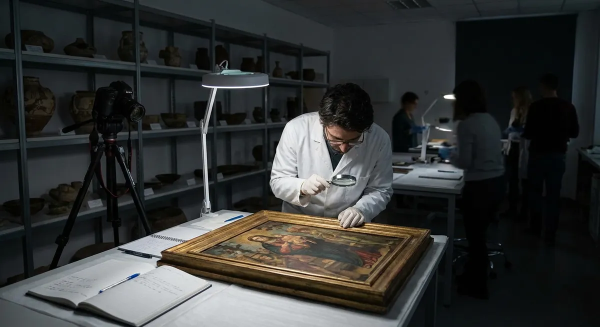 Slika je umetno generirana iz tem: kriminal, umetnost, razstave, muzeji, ropi, zgodovina, vlomi, preiskave