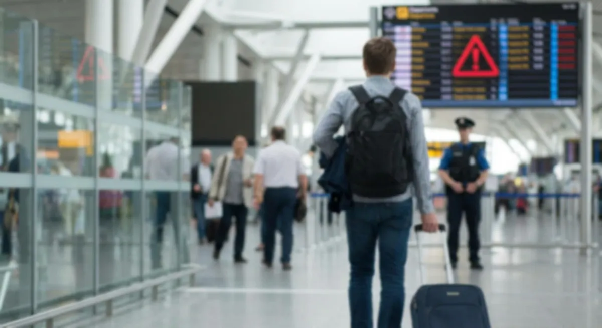 Slika je umetno generirana iz tem: mednarodni odnosi, varnost, opozorila, potovanja